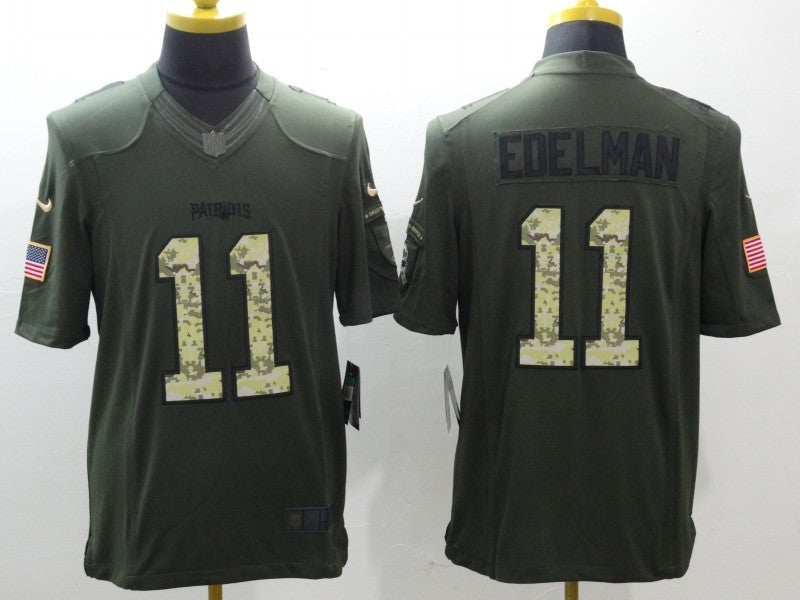 Men's New England Patriots Julian Edelman #11 Army Green Game jersey