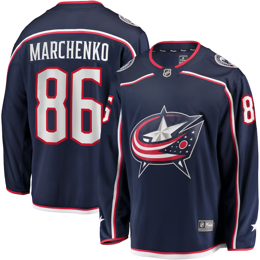 Men's Columbus Blue Jackets Kirill Marchenko #86 Navy Home Breakaway PLayer jersey