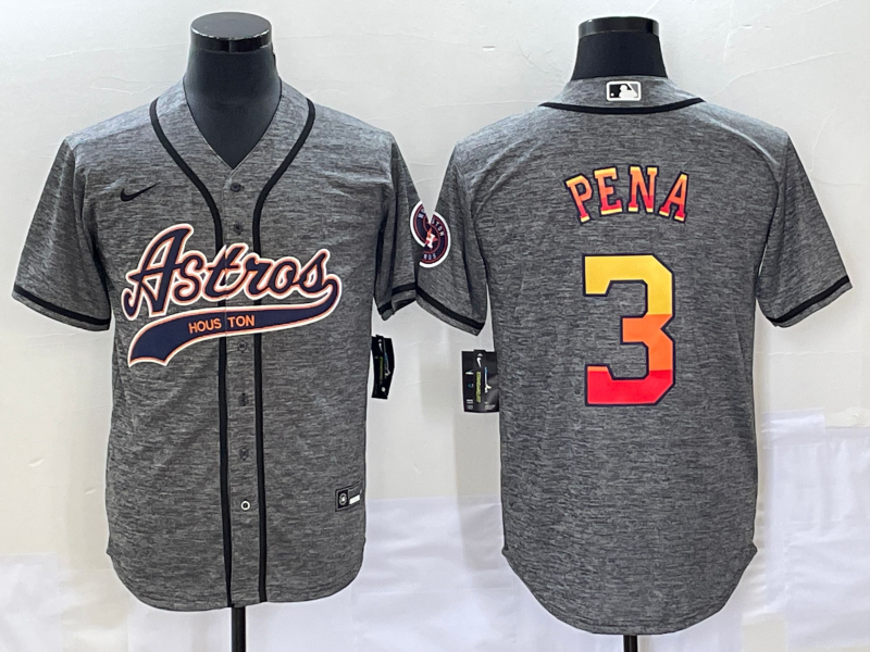 Men's Houston Astros Jeremy Pena #3 Gray Replica Player jersey Joint Edition