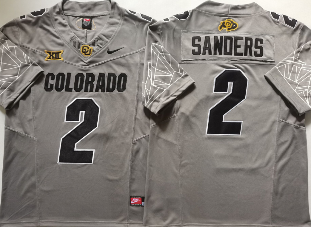 Men's Colorado Buffaloes Shedeur Sanders #2 Grey Game Jersey