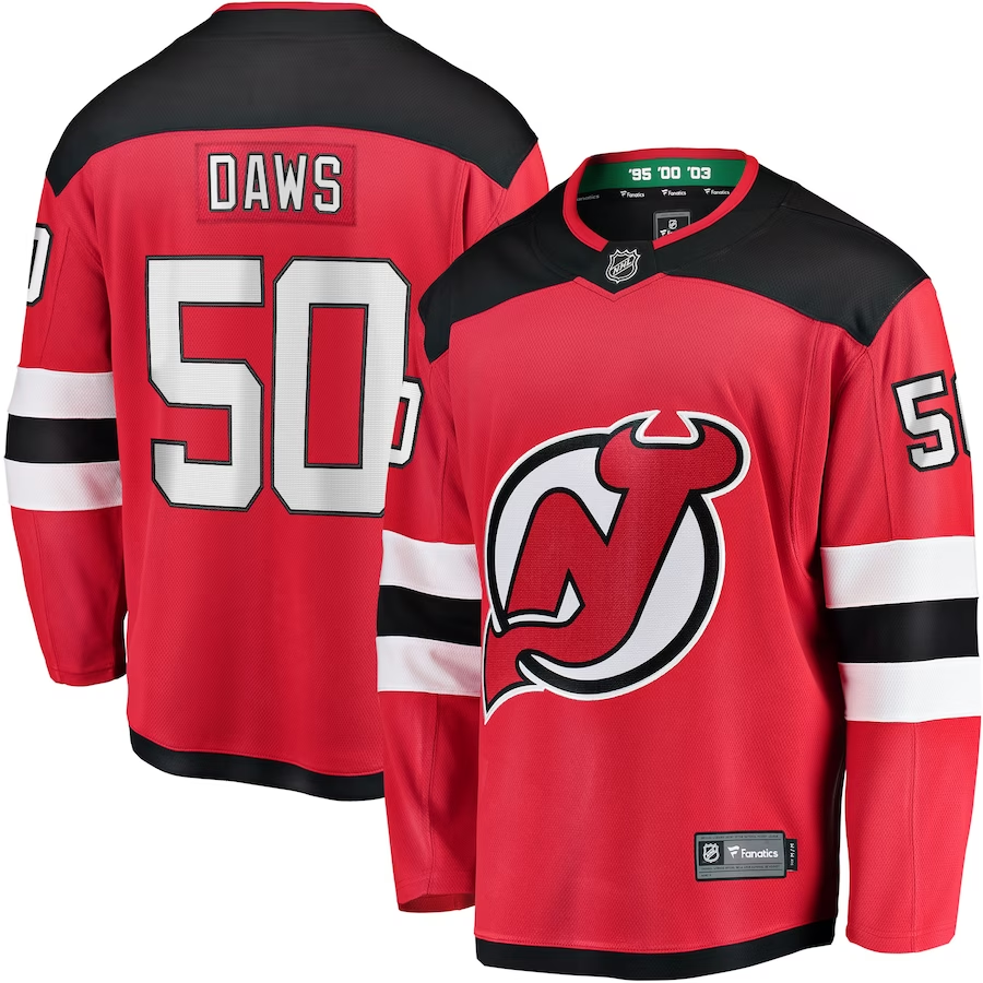 Men's New jersey Devils Nico Daws #50 Red Player Game jersey