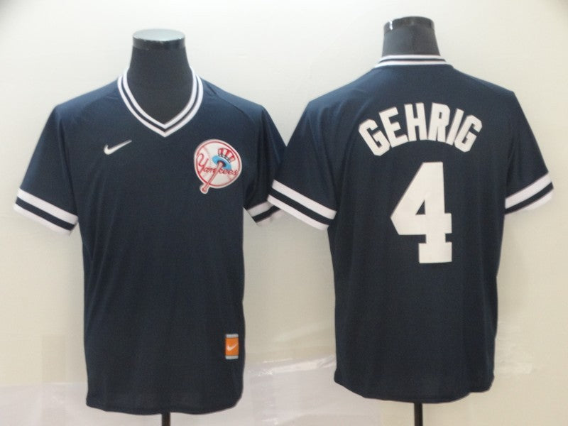 Men's New York Yankees Lou Gehrig #4 Navy Replica Baseball jersey