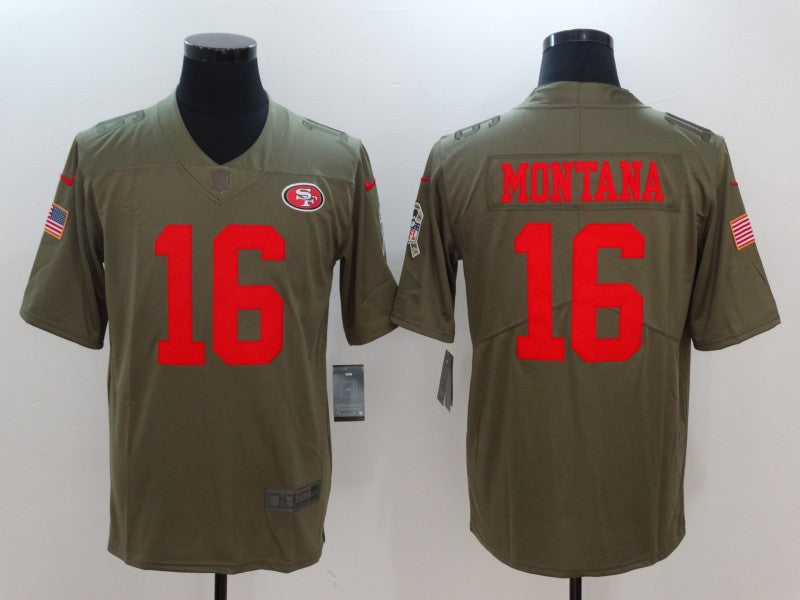 Men's San Francisco 49ers Joe Montana #16 Brown Alternate Game jersey
