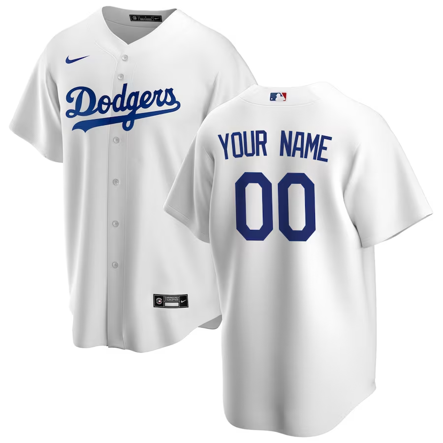 Men's Los Angeles Dodgers White Home Replica Custom jersey