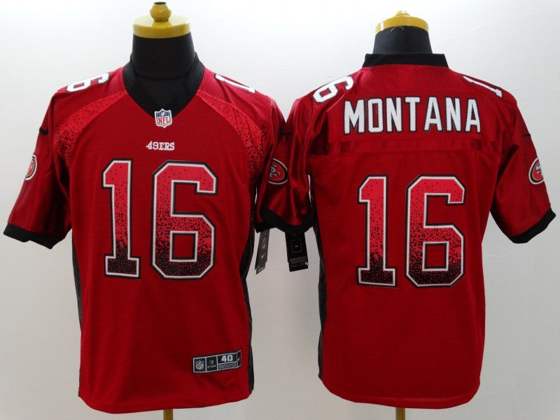 Men's San Francisco 49ers Joe Montana #16 Red Authentic Game jersey