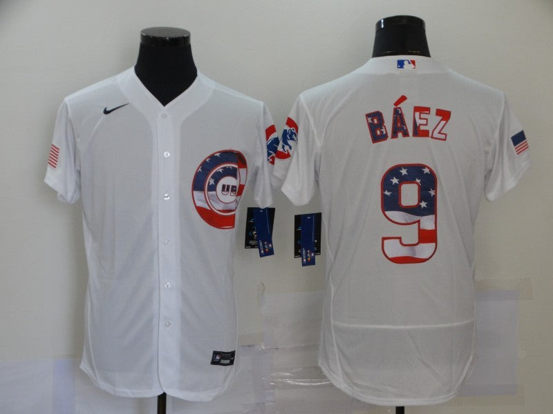 Men's Chicago Cubs Javier Baez #9 White Fashion Stitched jersey