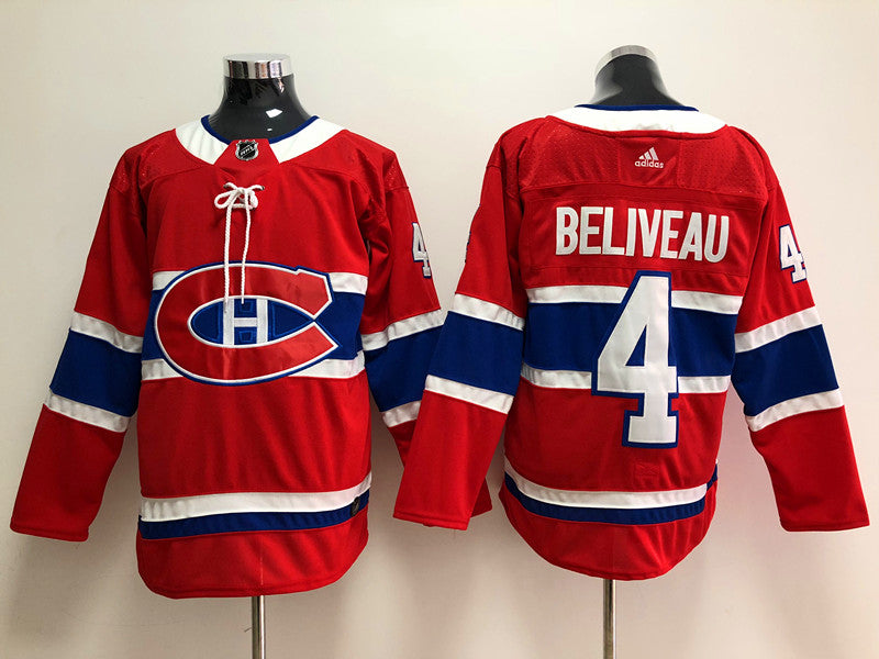 Men's Montreal Canadiens Jean Beliveau #4 Red Player Game jersey