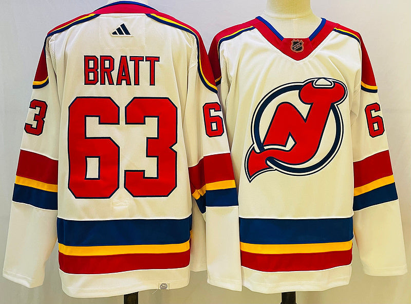 Men's New jersey Devils Jesper Bratt #63 White Game jersey