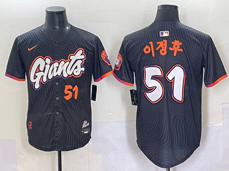 Men's San Francisco Giants Jung Hoo Lee #51 Black 2025 City Connect Player Jersey