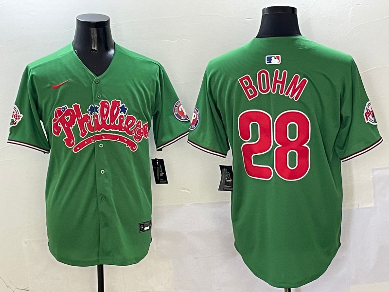 Men's Philadelphia Phillies Alec Bohm #28 Green Game jersey