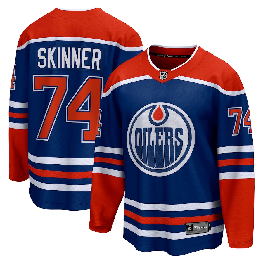 Men's Edmonton Oilers Stuart Skinner #74 Royal Home Breakaway Player jersey
