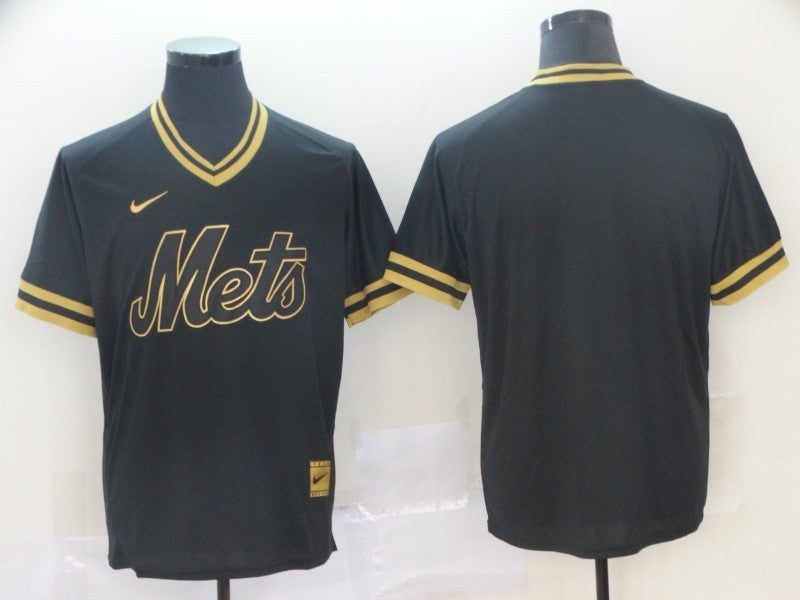 Men's New York Mets Black Replica Blank jersey
