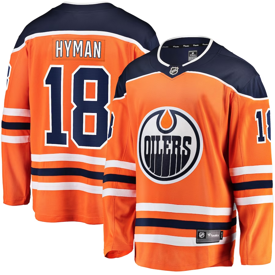 Men's Edmonton Oilers Zach Hyman #18 Orange Home Breakaway Player jersey