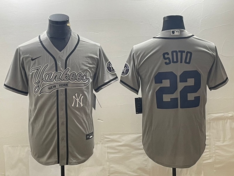 Men's New York Yankees Juan Soto #22 Gray Player jersey Joint Edition