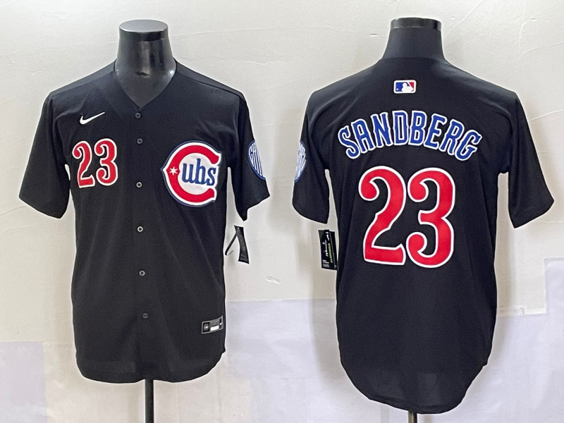 Men's Chicago Cubs Ryne Sandberg #23 Black Limited Player Jersey