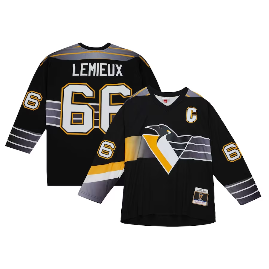 Men's Pittsburgh Penguins Mario Lemieux #66 Black Replica Player jersey
