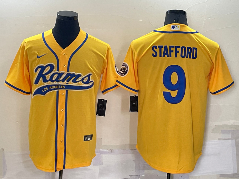 Men's Los Angeles Rams Matthew Stafford #9 Yellow Game jersey Joint Edition
