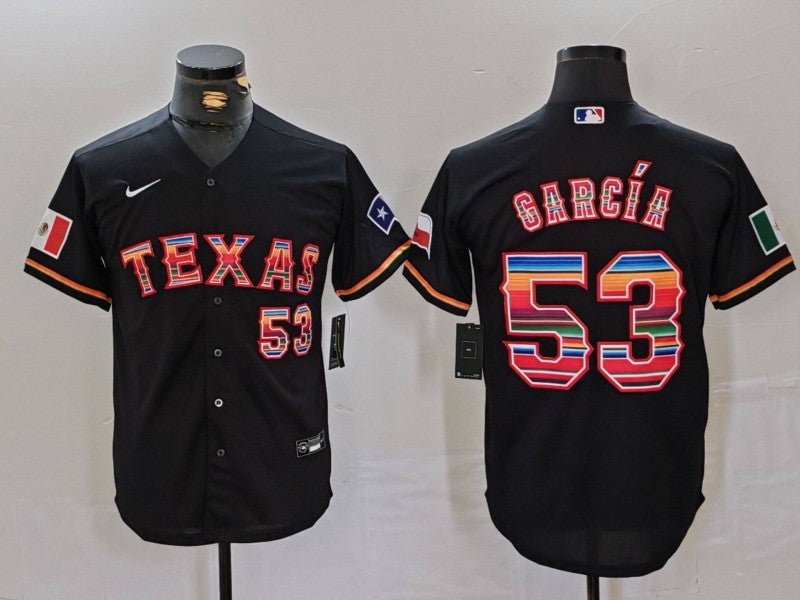 Men's Texas Rangers Adolis Garcia #53 Black Limited Player jersey