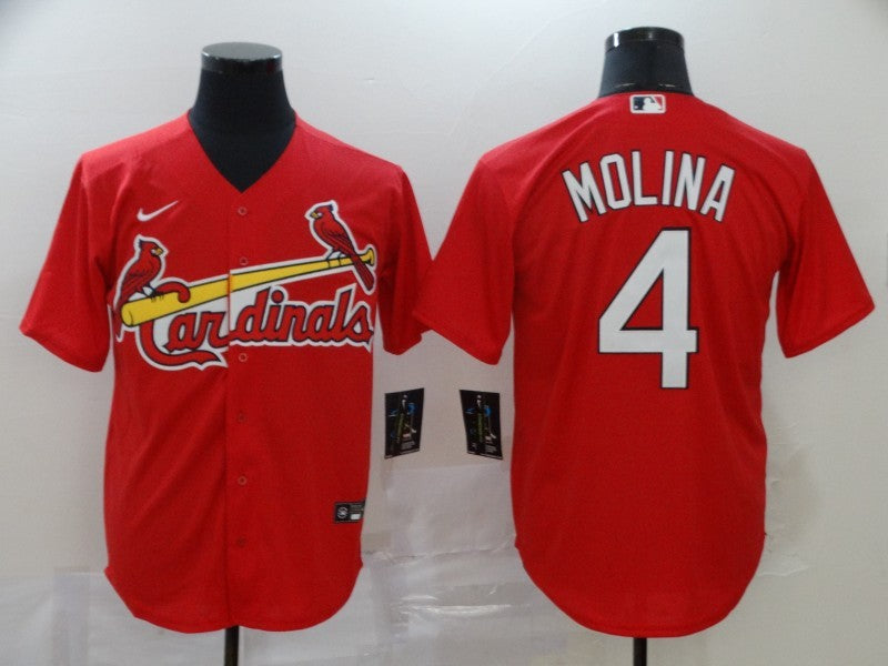 Men's St. Louis Cardinals Yadier Molina Majestic Cream Alternate jersey RED