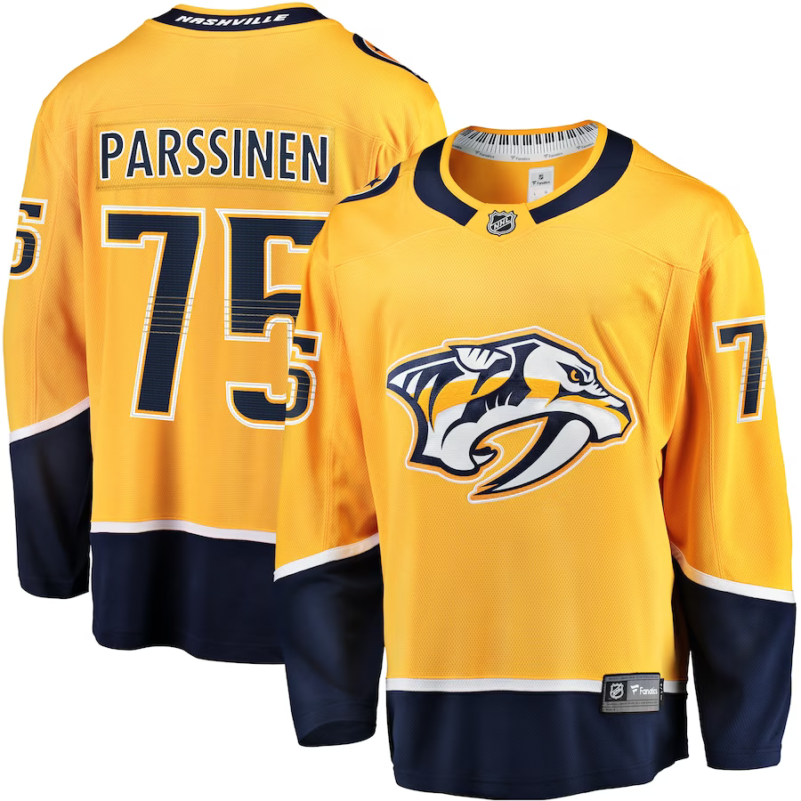 Men's Nashville Predators Juuso Parssinen #75 Gold Home Breakaway jersey