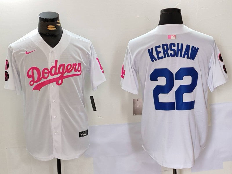 Men's Los Angeles Dodgers Clayton Kershaw #22 White Limited Game Player jersey