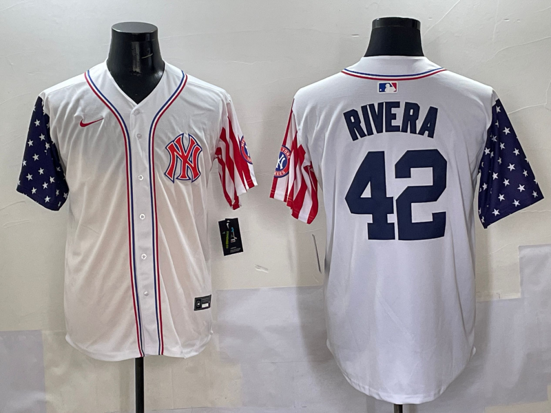 Men's New York Yankees Mariano Rivera #42 White Team Player Game Jersey