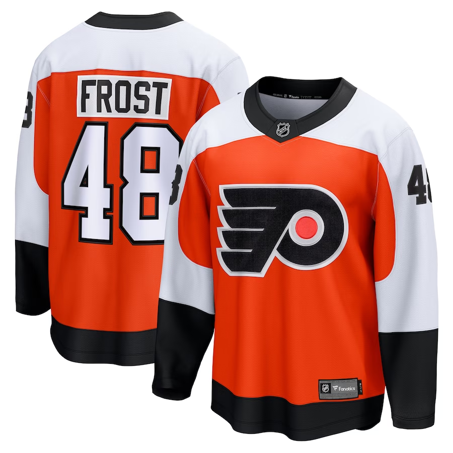 Men's Philadelphia Flyers Morgan Frost #48 Orange Player Game jersey
