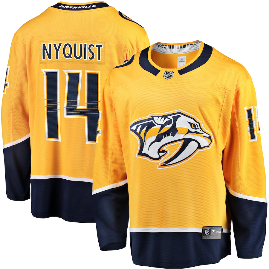 Men's Nashville Predators Gustav Nyquist #14 Gold Home Breakaway jersey