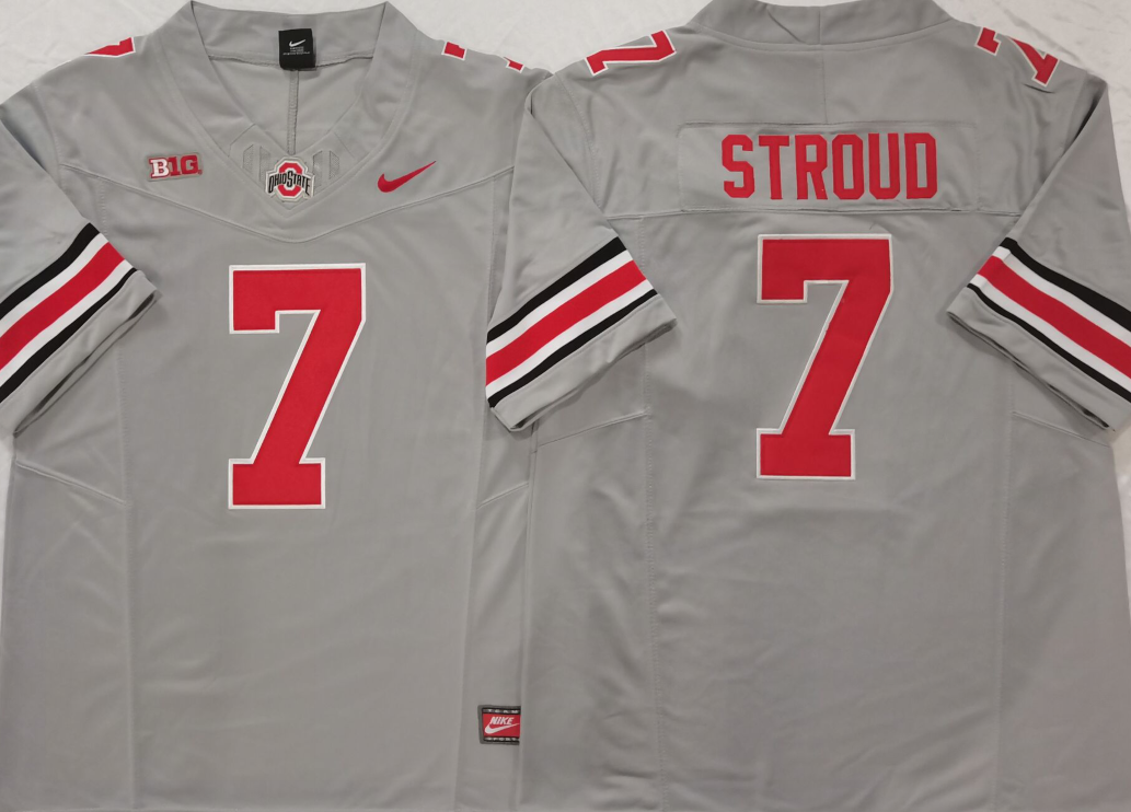 Men's Ohio State Buckeyes CJ Stroud #7 Grey Game Jersey