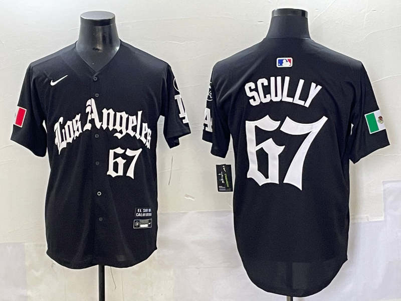 Men's Los Angeles Dodgers Vince Scully #67 Black Limited Player Jersey