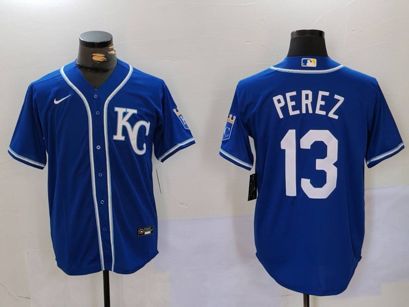 Men's Kansas City Royals Salvador Perez #13 Royal Alternate Replica Player jersey