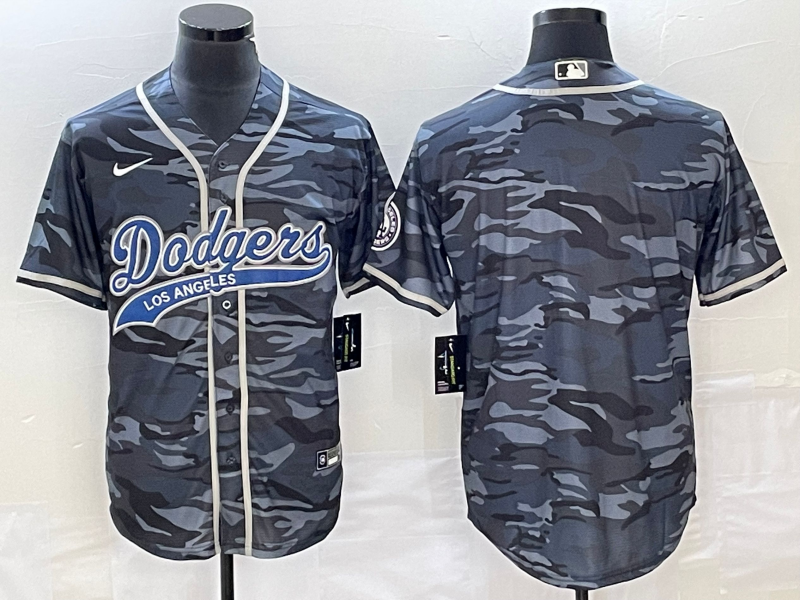 Men's Los Angeles Dodgers Grey Camouflage Blank jersey Joint Edition