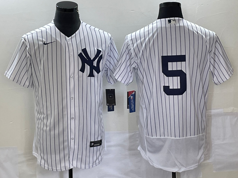 Men's New York Yankees Joe DiMaggio #5 White Replica Player Name jersey