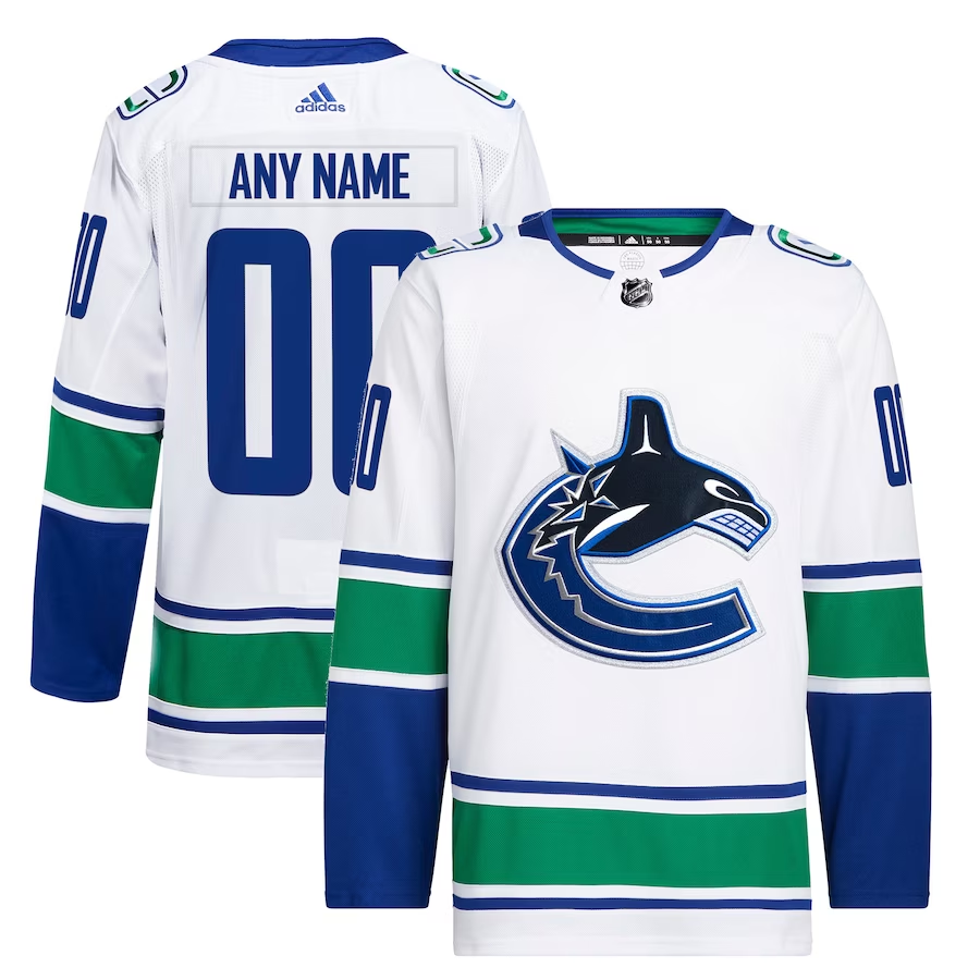 Men's Vancouver Canucks White Away Primegreen Authentic Pro Custom jersey