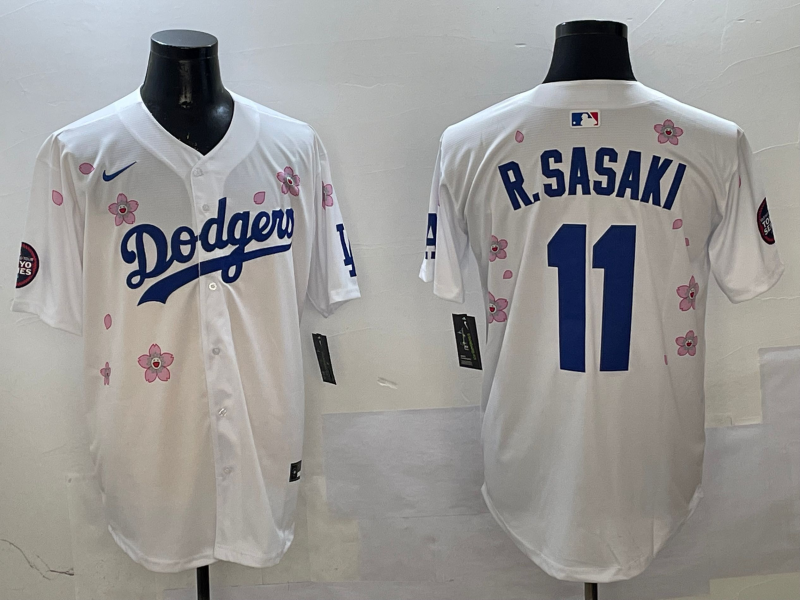Men's Los Angeles Dodgers Roki Sasaki #11 White Alternate Replica Player jersey