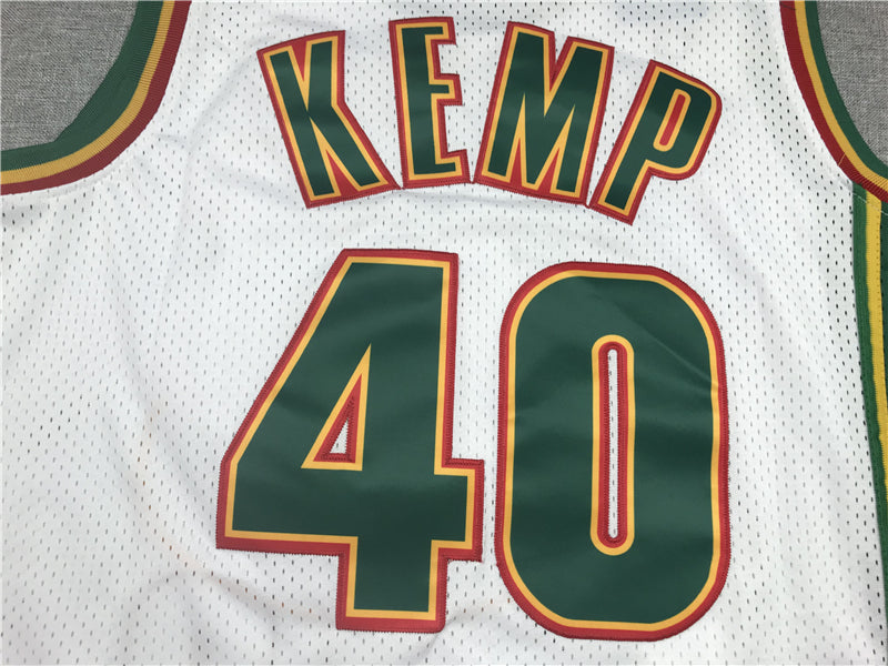 Men's Seattle Supersonics Shawn Kemp #40 White Throwback Swingman Jersey