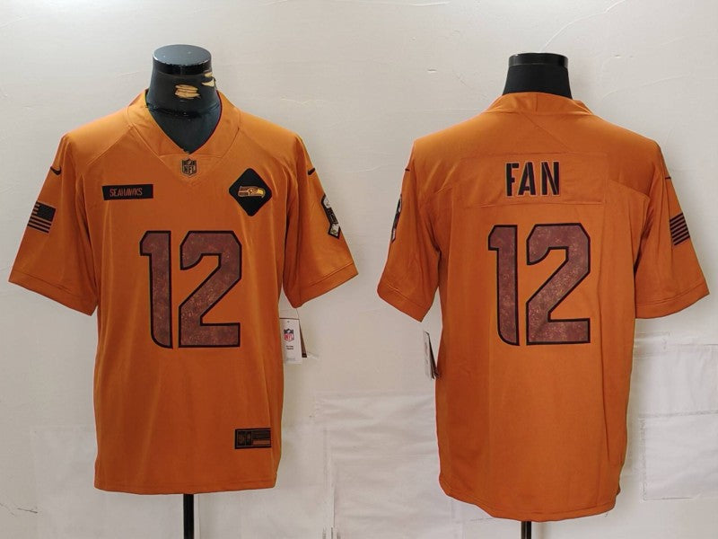 Men's Seattle Seahawks 12s Brown 2023 Salute To Service Limited jersey