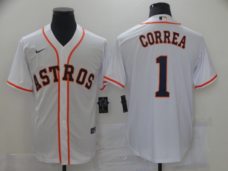 Men's Houston Astros Carlos Correa #1 White Replica Baseball jersey