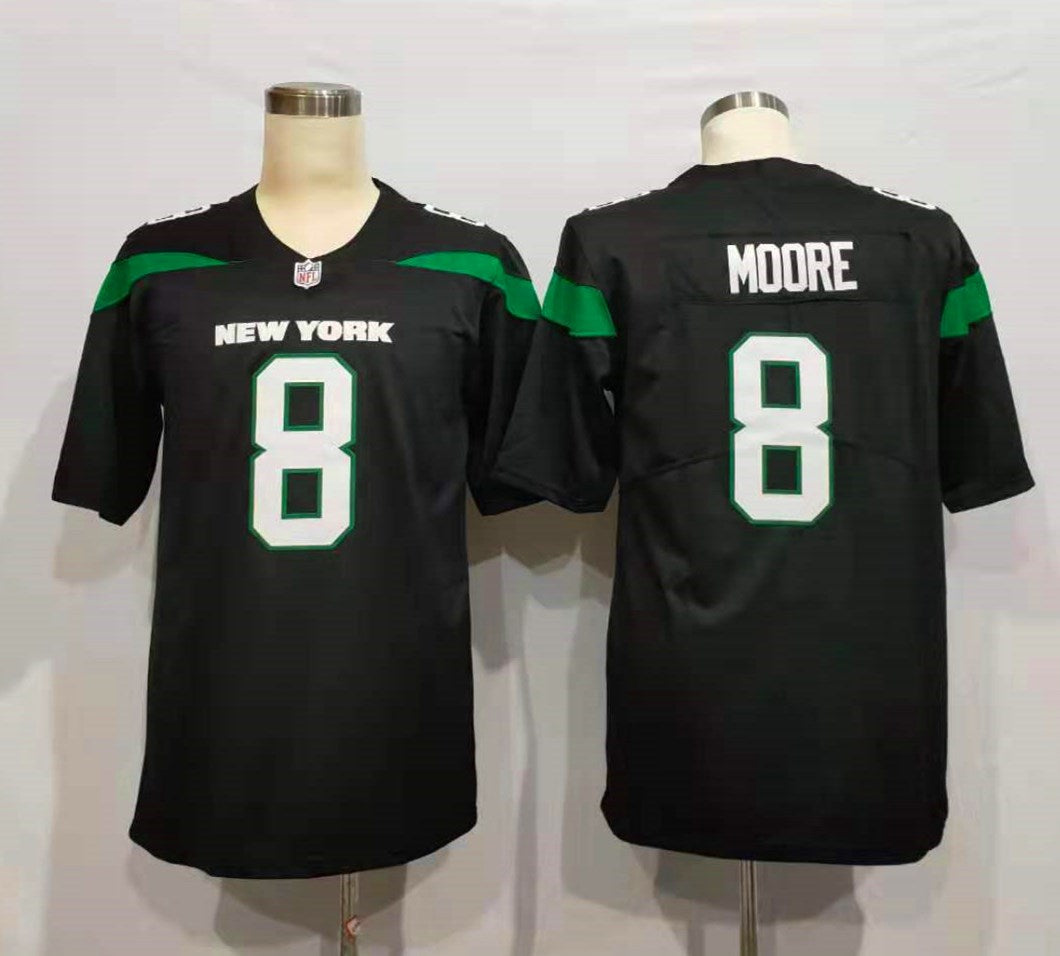Men's New York Jets Elijah Moore #8 Stealth Black Game jersey