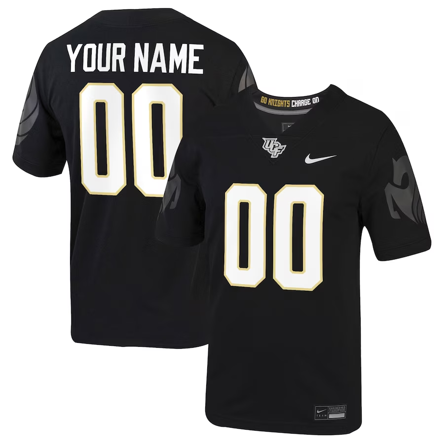 Men's UCF Knights #00 Black Football Custom Game Jersey
