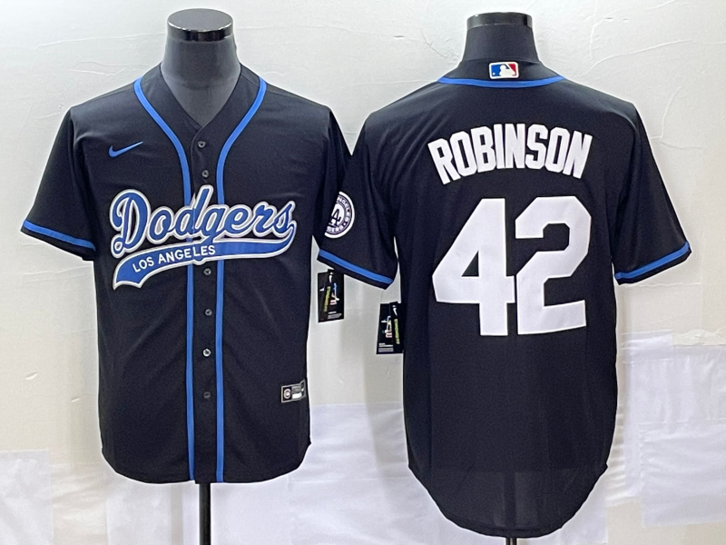 Men's Los Angeles Dodgers Jackie Robinson #42 Black Player jersey Joint Edition