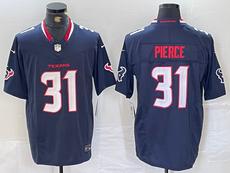 Men's Houston Texans Dameon Pierce #31 Navy Game Jersey