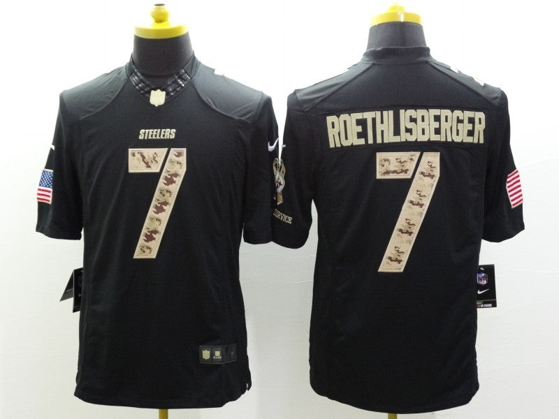 Men's Pittsburgh Steelers #7 Ben Roethlisberger Black Authentic Player jersey