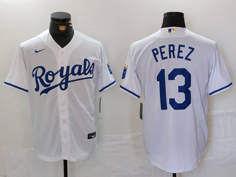 Men's Kansas City Royals Salvador Perez #13 White Home Limited Player jersey