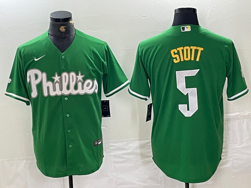 Men's Philadelphia Phillies Bryson Stott #5 Green Replica Player jersey