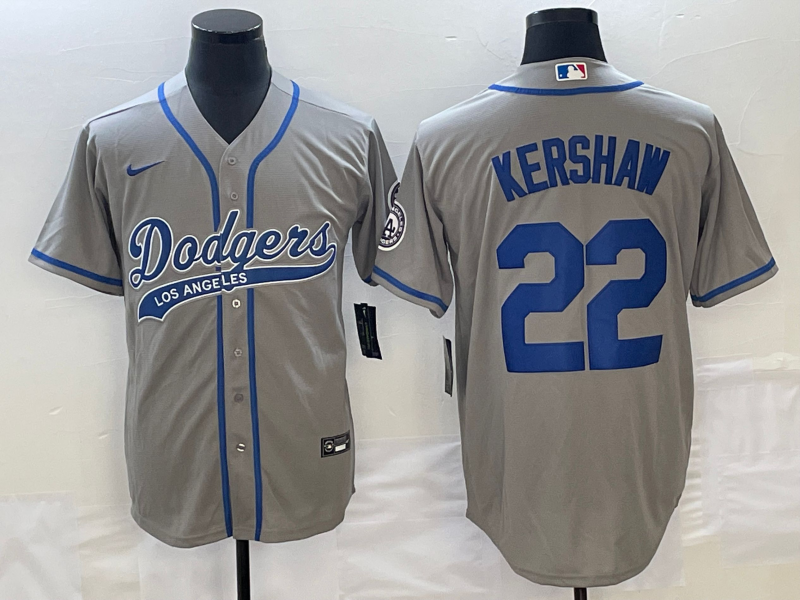 Men's Los Angeles Dodgers Clayton Kershaw #22 Gray Player jersey Joint Edition
