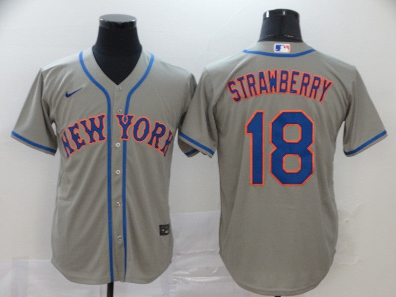 Men's New York Mets Darryl Strawberry #18 Gray Replica Baseball jersey