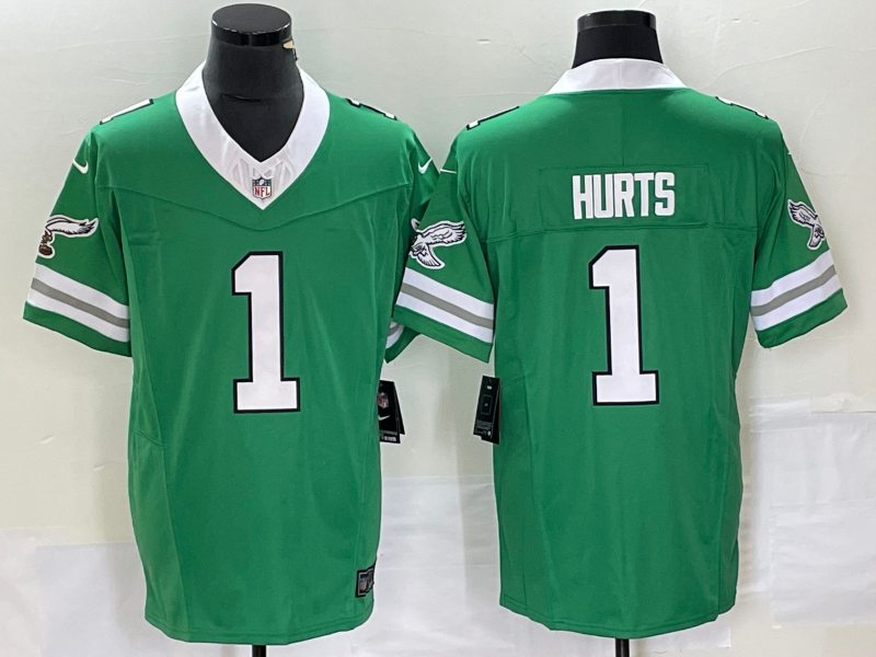 Men's Philadelphia Eagles Jalen Hurts #1 Kelly Green Game jersey