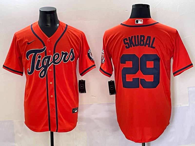 Men's Detroit Tigers Tarik Skubal #29 Orange Replica Player Jersey
