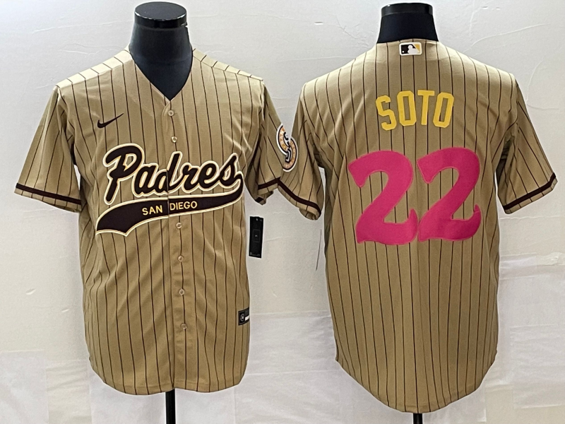 Men's San Diego Padres Juan Soto #22 Tan Replica Player jersey Joint Edition